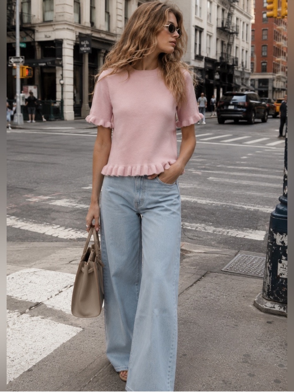 ZARA ruffled wool blend knit sweater
